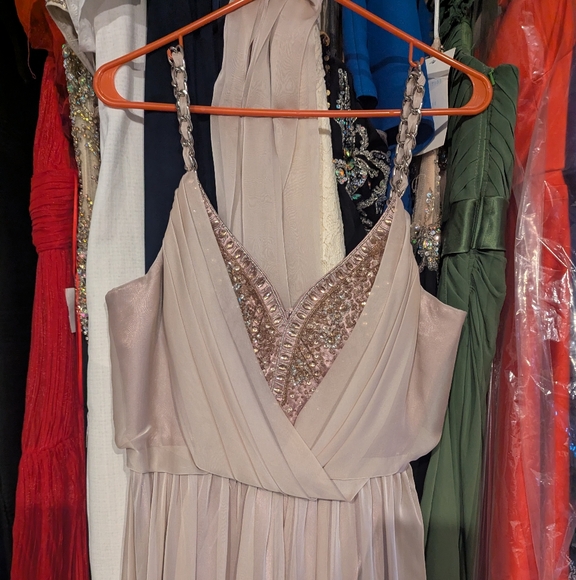 1920s Great Gatsby Inspired Prom Dress in Blush - Picture 2 of 3